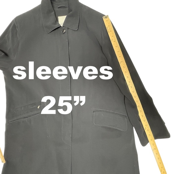 coat ANNE KLEIN vintage trench black swishy poly twill large casual classic boho - Picture 11 of 14